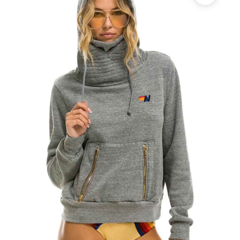 Aviator Nation Ninja Heather Gray Hoodie, Size Small - Picture 2 of 8